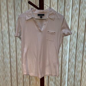 Karen Scott short sleeve V-neck with collar Top